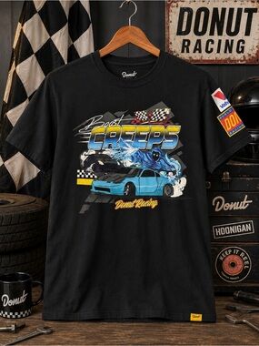 Donut Boost Creeps Racing Graphic Tee Black Drift Car Shirt Sz M